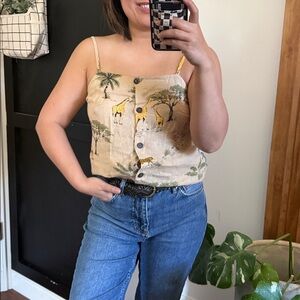 Old navy Safari Cotton linen‎ Spaghetti Strap Tank. Rare. S